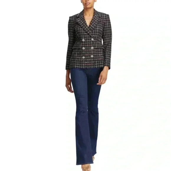 Veronica Beard Dickey Blazer Size 2 Tweed Jacket Rumer Double Breasted Navy Red - Picture 7 of 11